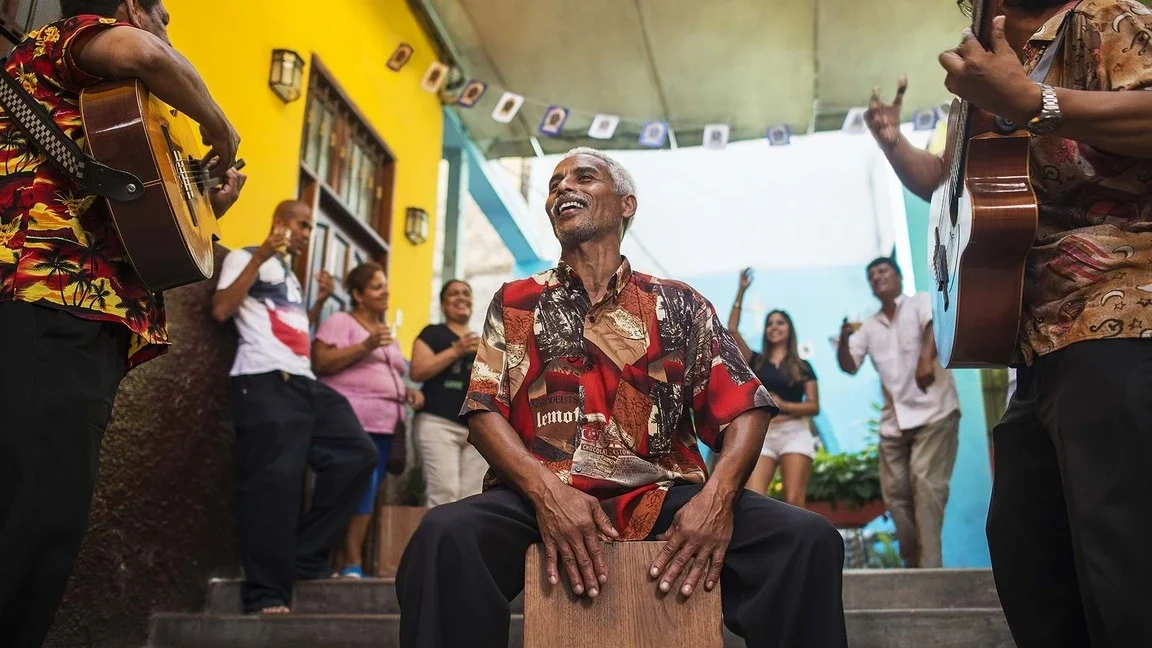 People celebrating Día de la Canción Criolla in Lima, Peru.